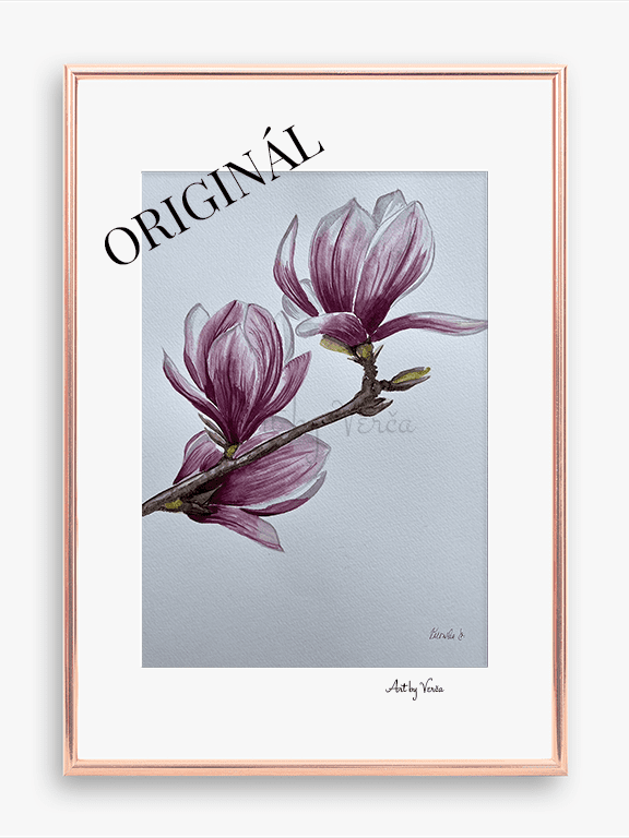 magnolie original akvarel